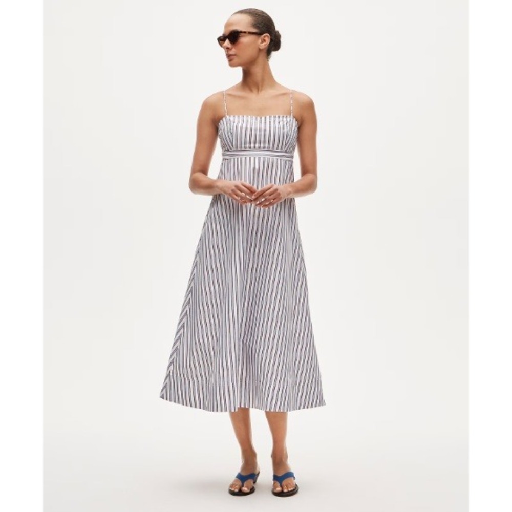 J.Crew Striped Maxi Dress 8P Blue White Women Cotton Summer Sun Dress